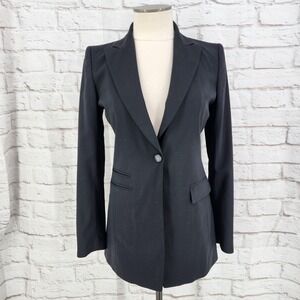 Elie Tahari Career Black Blazer Wool Blend Chic Executive Boardroom One Button 4
